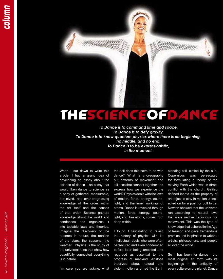 The Science of Dance: Debbie Allen, opening page in movmnt No. 1, Summer 2006, p. 26