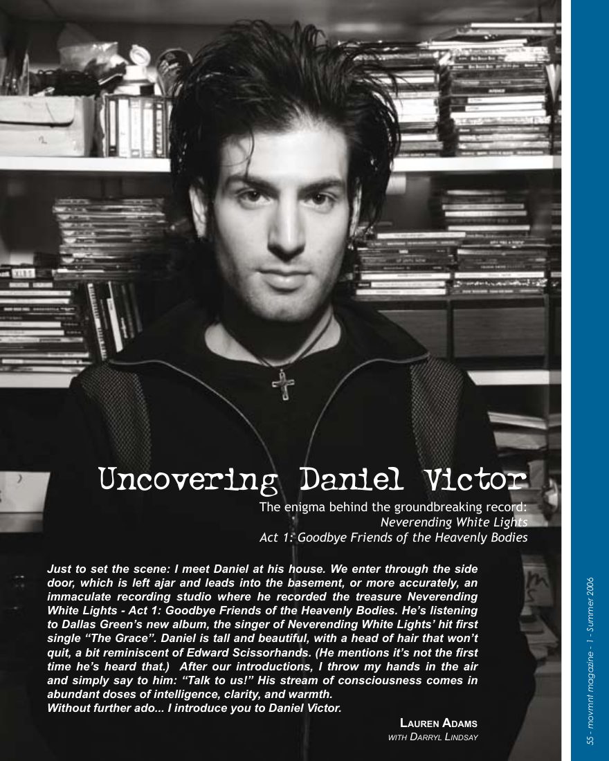 Uncovering Daniel Victor, opening page in movmnt No. 1, Summer 2006, p. 55