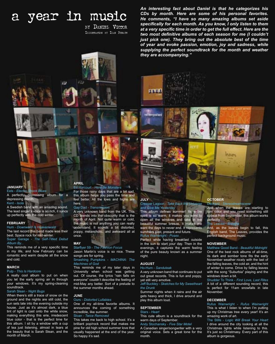 A Year in Music, opening page in movmnt No. 1, Summer 2006, p. 59