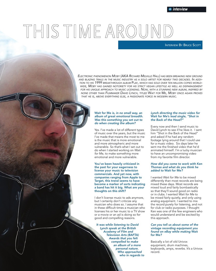 This Time Around: 10 Questions for Moby, opening page in movmnt No. 10, Winter 2009, p. 30