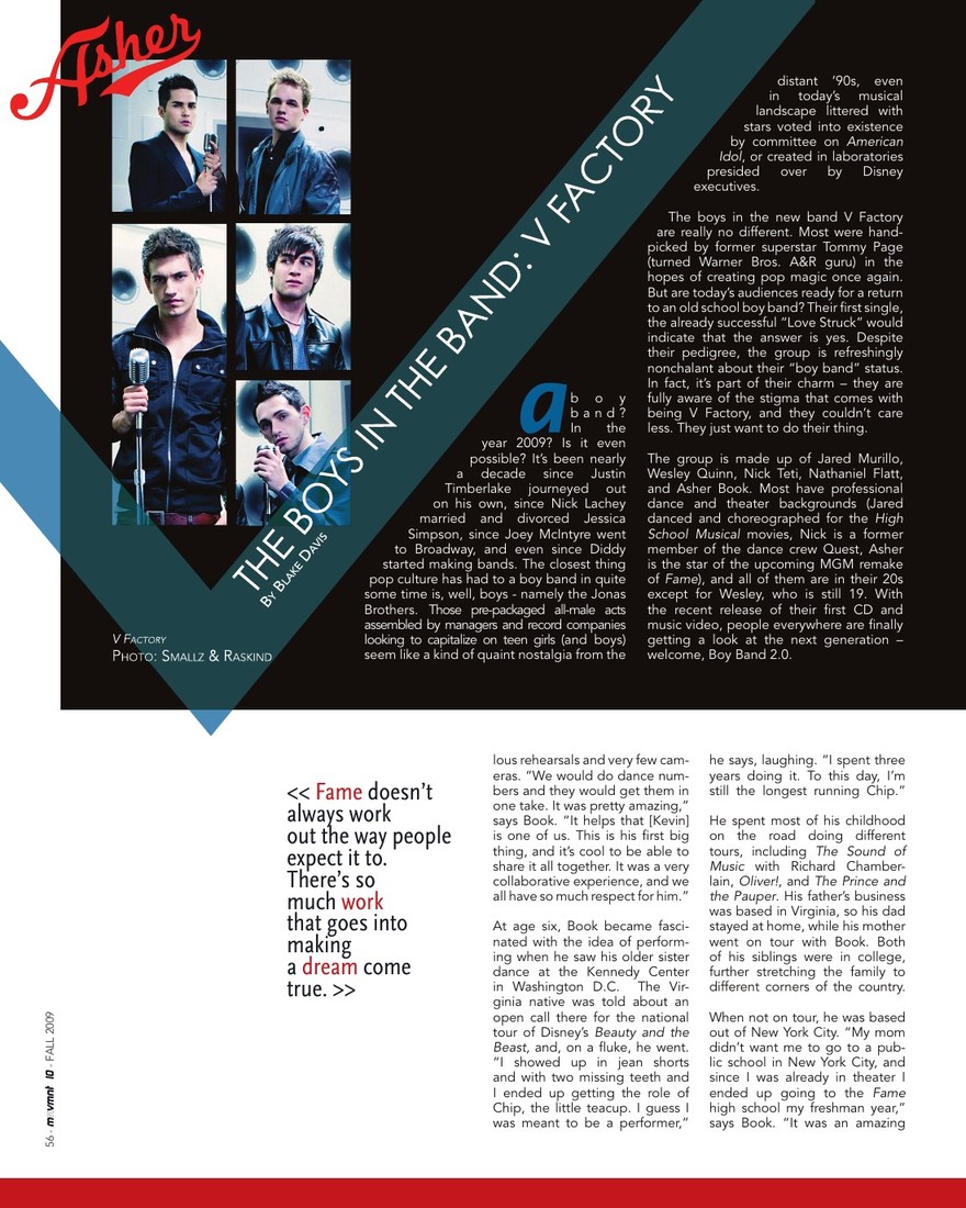 The Boys in the Band: V Factory, opening page in movmnt No. 10, Winter 2009, p. 56