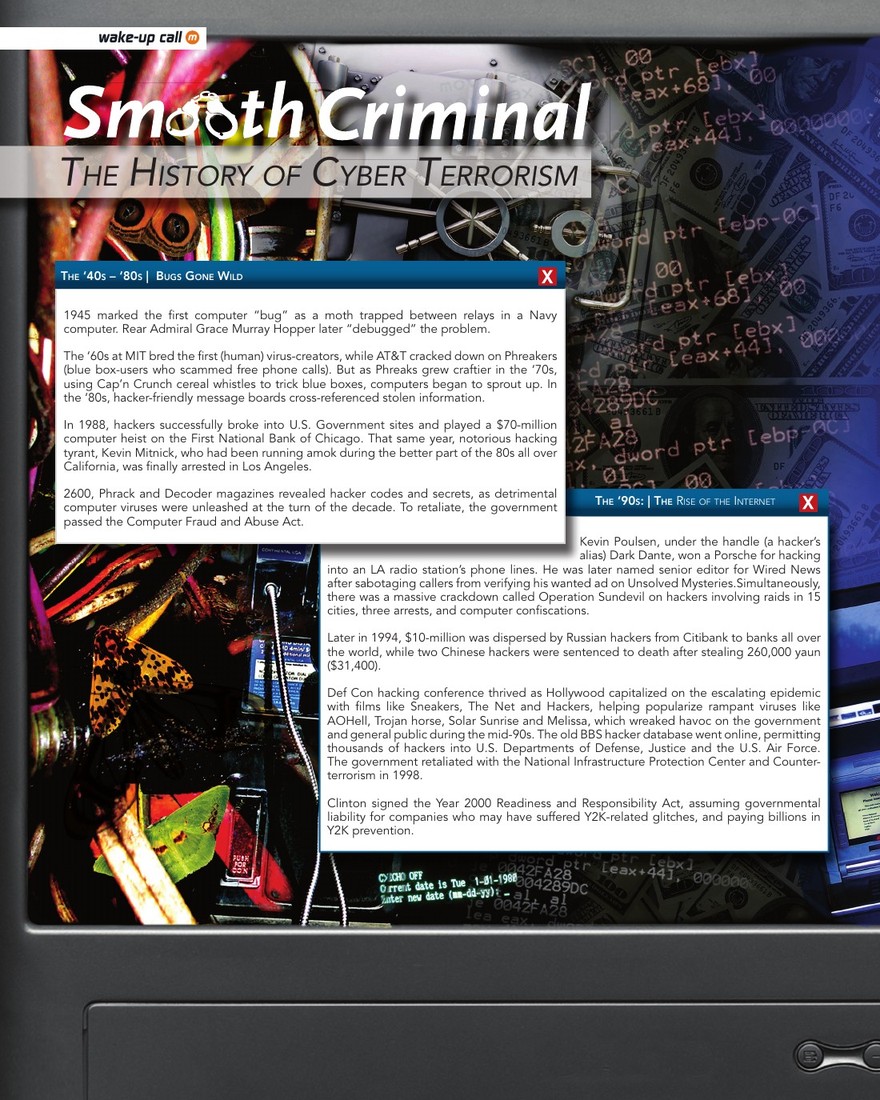 Smooth Criminal: The History of Cyber Terrorism, opening page in movmnt No. 10, Winter 2009, p. 58