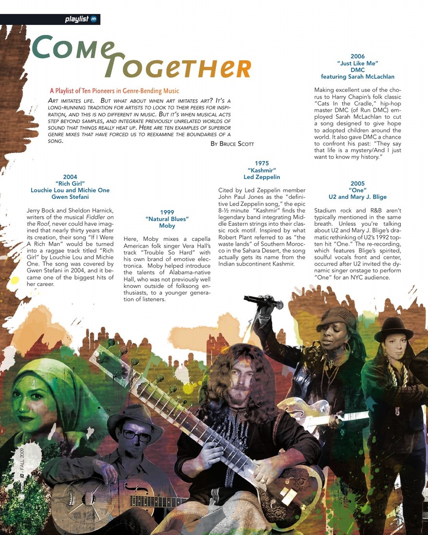 Come Together: Ten Pioneers in Genre-Bending Music, opening page in movmnt No. 10, Winter 2009, p. 62