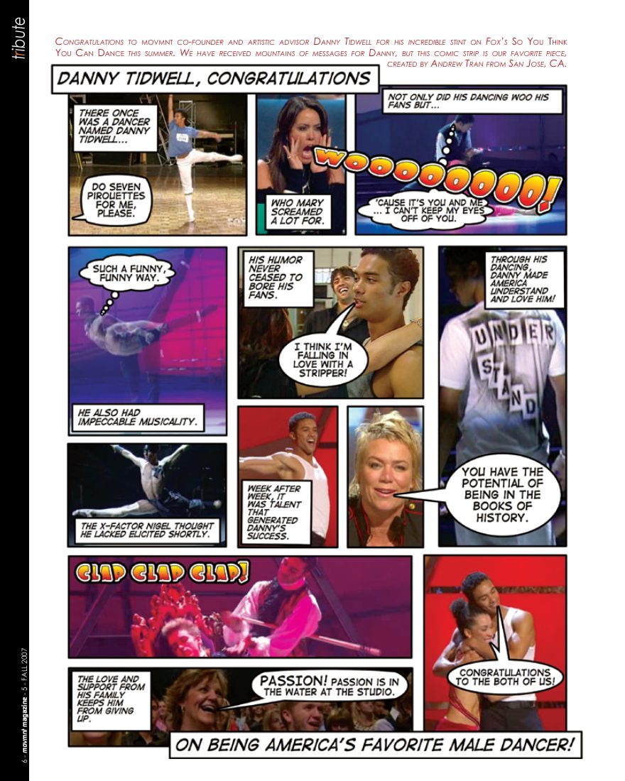 Tribute, opening page in movmnt No. 5, Fall 2007, p. 6
