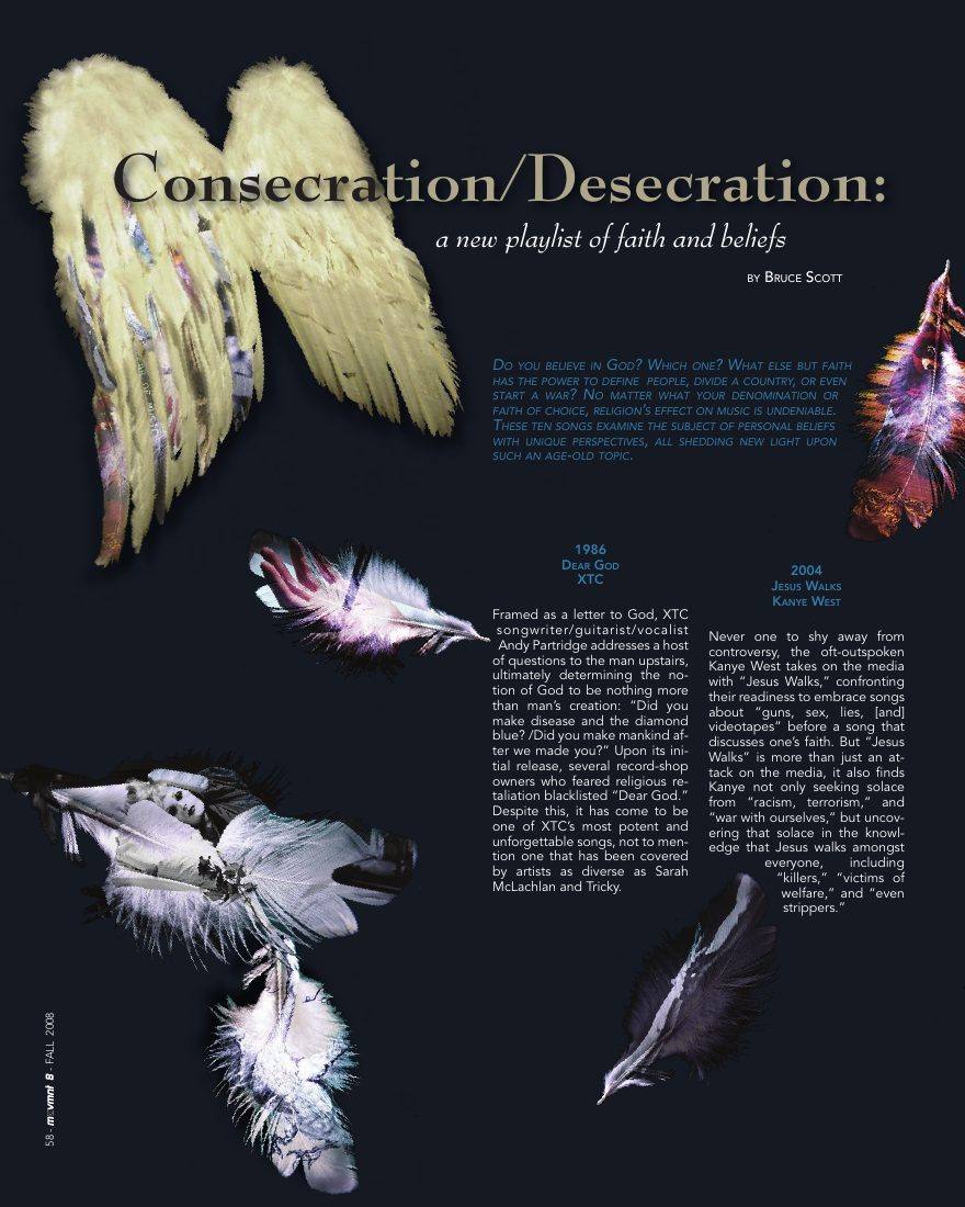 Playlist: Consecration/Desecration, opening page in movmnt No. 8, Fall 2008, p. 58
