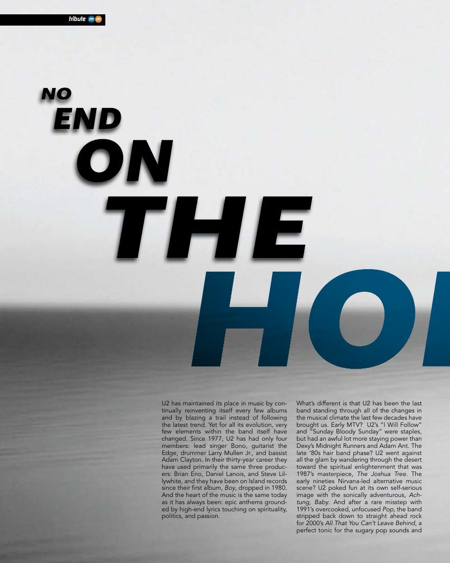 U2: no end on the horizon, opening page in movmnt No. 9, Spring 2009, p. 42