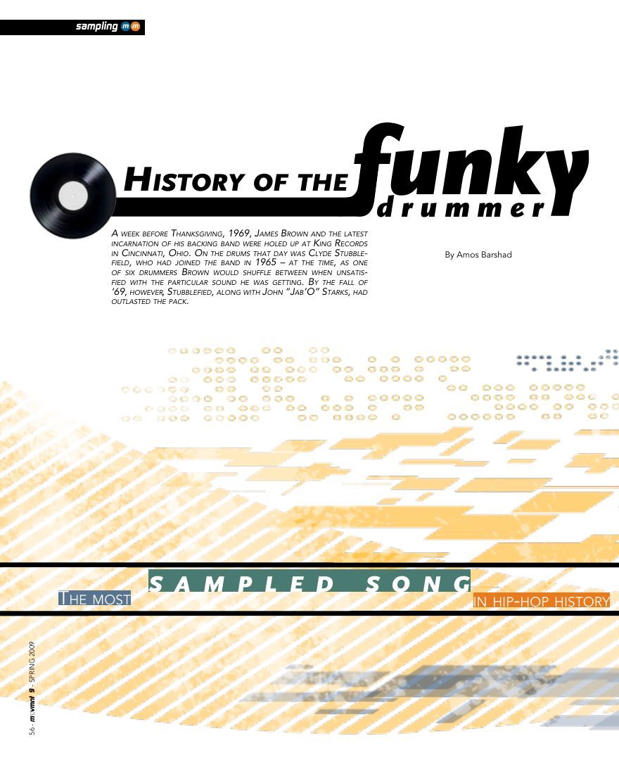 History of the funky drummer, opening page in movmnt No. 9, Spring 2009, p. 56